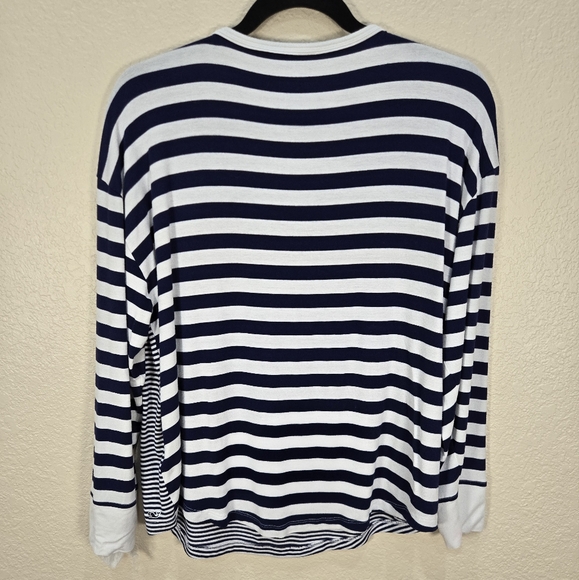 Vineyard Vines Nautical Navy and White Striped Long Sleeve Tee Womens Large - Picture 3 of 8